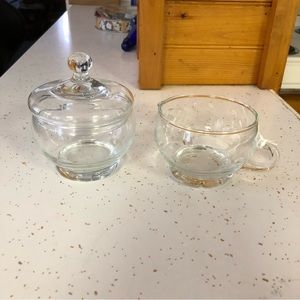 COPY - Princess House Clear Glass Creamer and Sugar Bowl with Lid